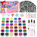 Temporary Glitter Tattoo Kit for Kids - 220 Stencils, 36 Colors