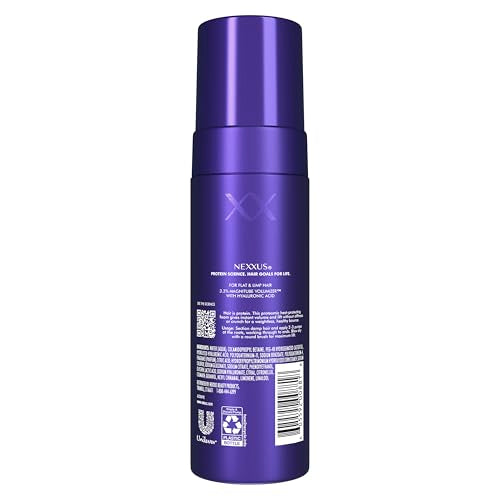 Nexxus Hy-Volume Cloud Foam Hair Foam for Lift and Volume For Flat & Limp Hair Hair Styling Foam Powered by Magnitube Volumizer Technology with Hyaluronic Acid 5.5 fl oz