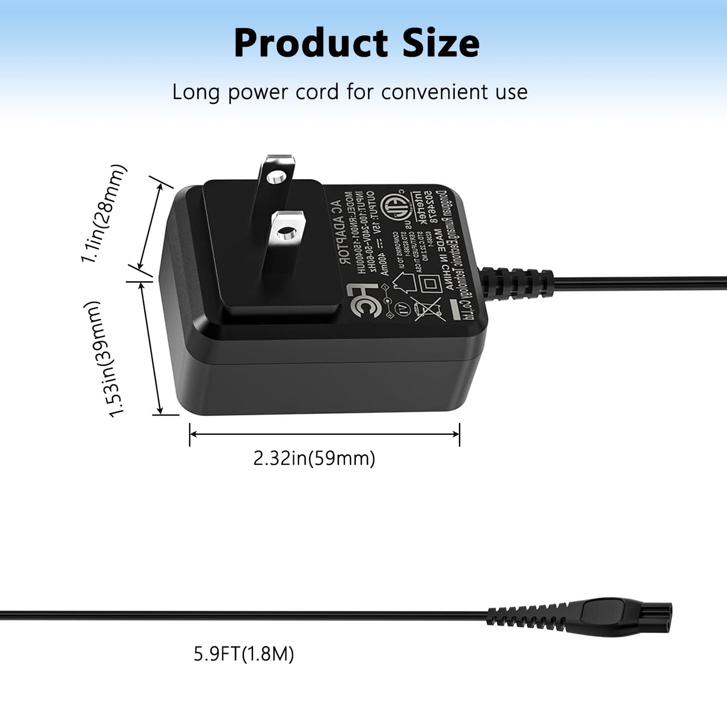 Govvep 15V AC Charger Compatible with Philips Norelco Series mg7750 Electric Shaver Razor,Aquatec,Arcitec,Multigroom Beard Trimmer Adapter