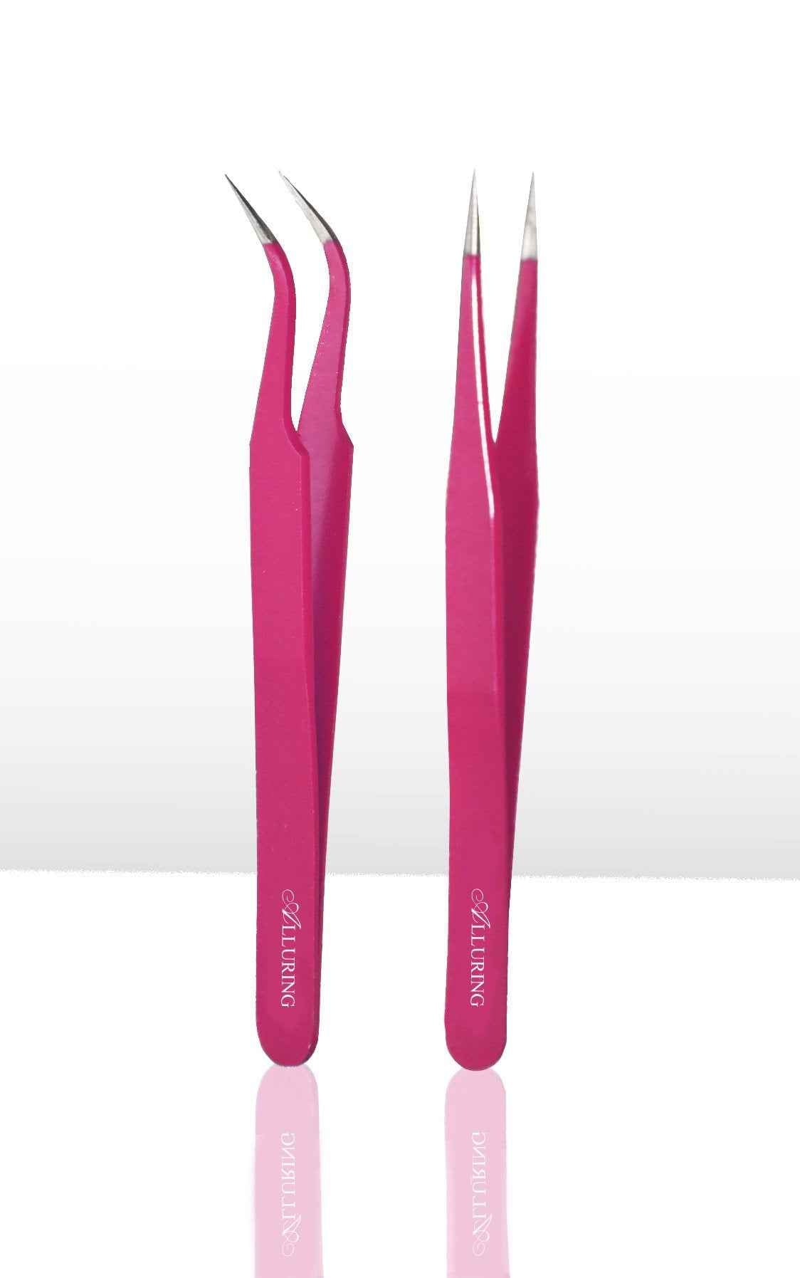 Eyelash Extension 1 Set of Magenta ESD Straight & Curved Tweezers