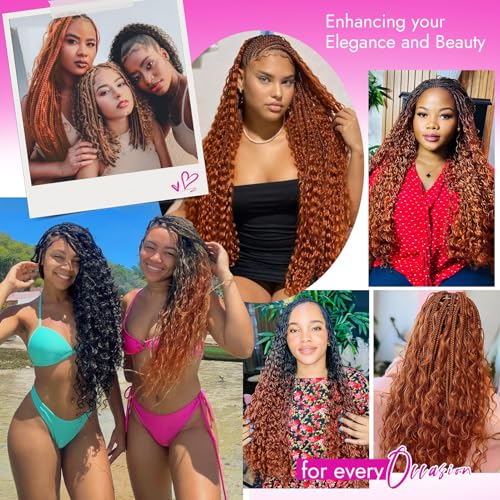 Gopukso 16 Inch Ginger Human Braiding Hair - 4 Bundles Deep Wave