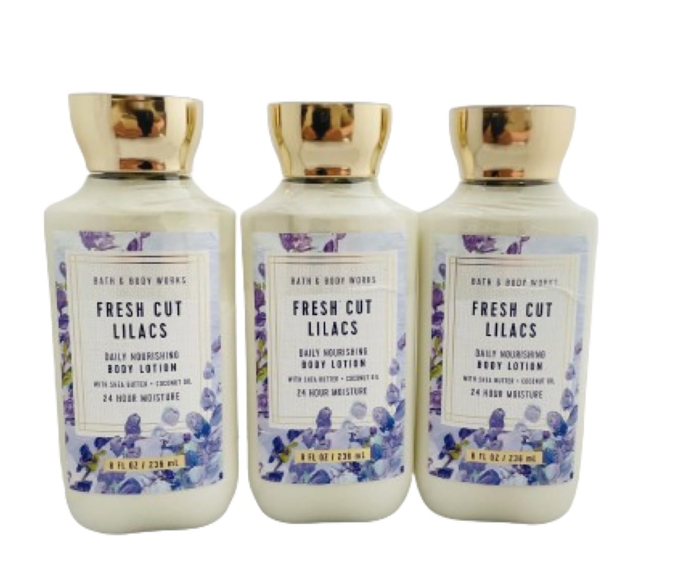 Bath & Body Works Fresh Cut Lilacs 3 Pack Body Lotion Bundle - 8 fl oz / 236 mL each