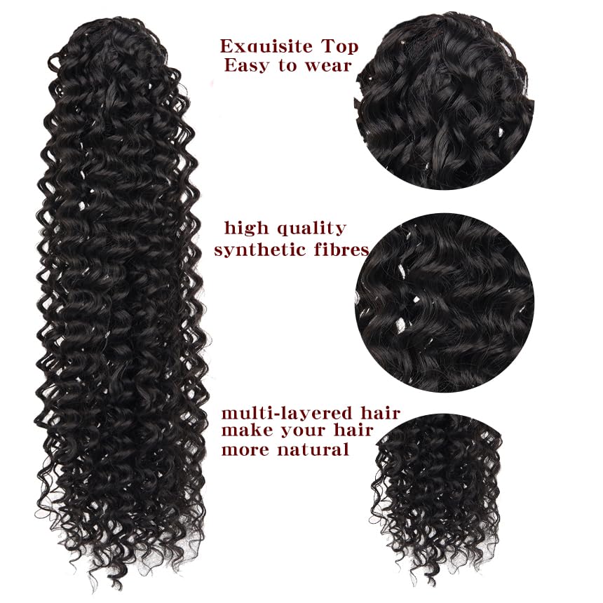 Meisixiu Long Curly Ponytail Extensions Drawstring Wavy Hair Extension Ponytails Clip in Natural Hair Ponytail Extensions Synthetic Drawstring Ponytail Kinky Curly for Women