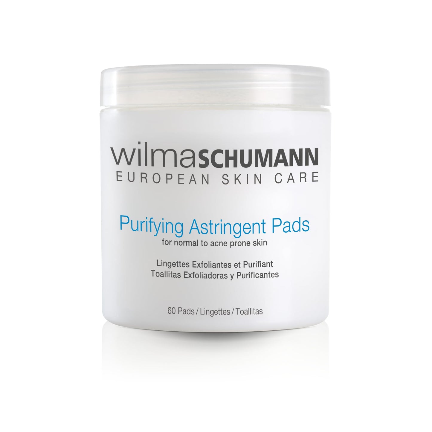 Wilma Schumann Purifying Astringent Pads for Face, Skin Exfoliating Pads with Salicylic Acid, Pack of 60