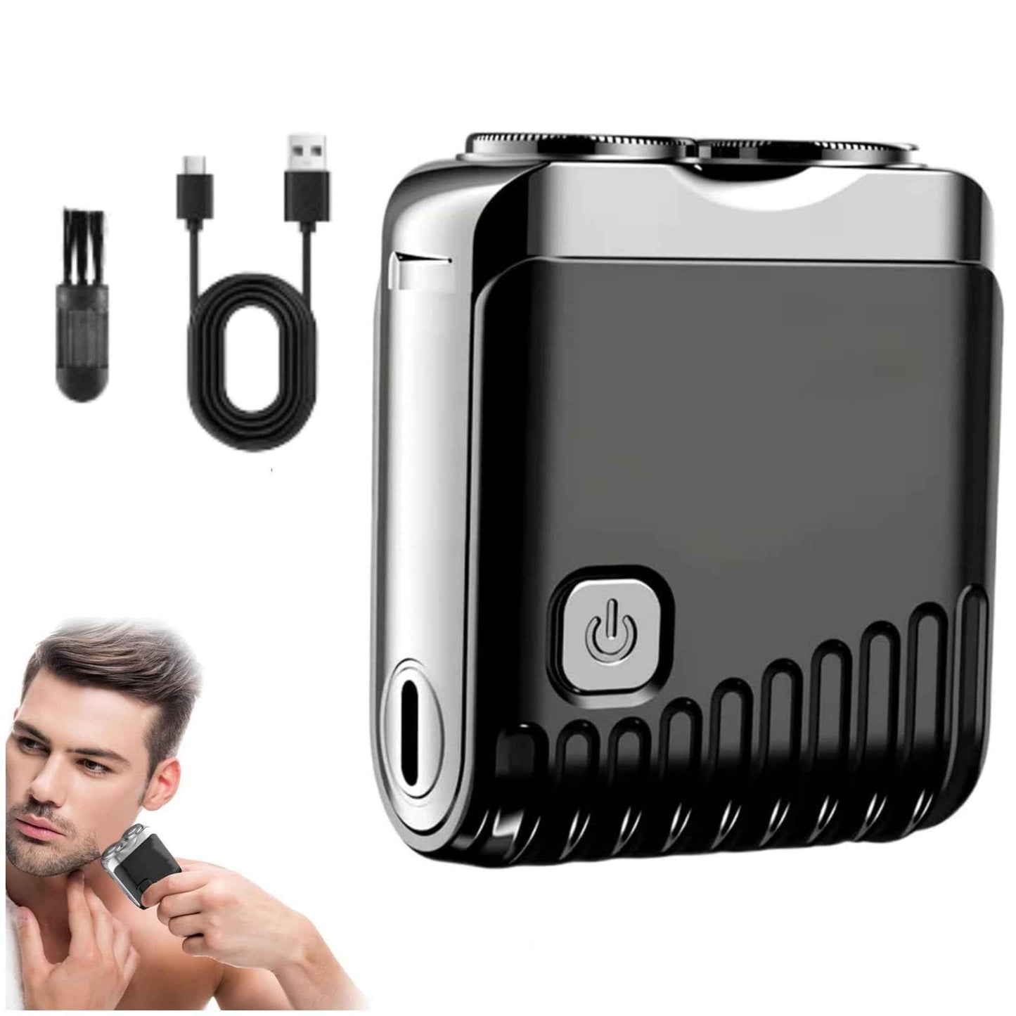 Mini Electric Shaver, Portable Beard Shaver, Dual Head Waterproof Electric Mini Razor Portable Electrics Shavers, Pocket Size Washable Razor, One-Button Operate and Long Lasting for Home Travel