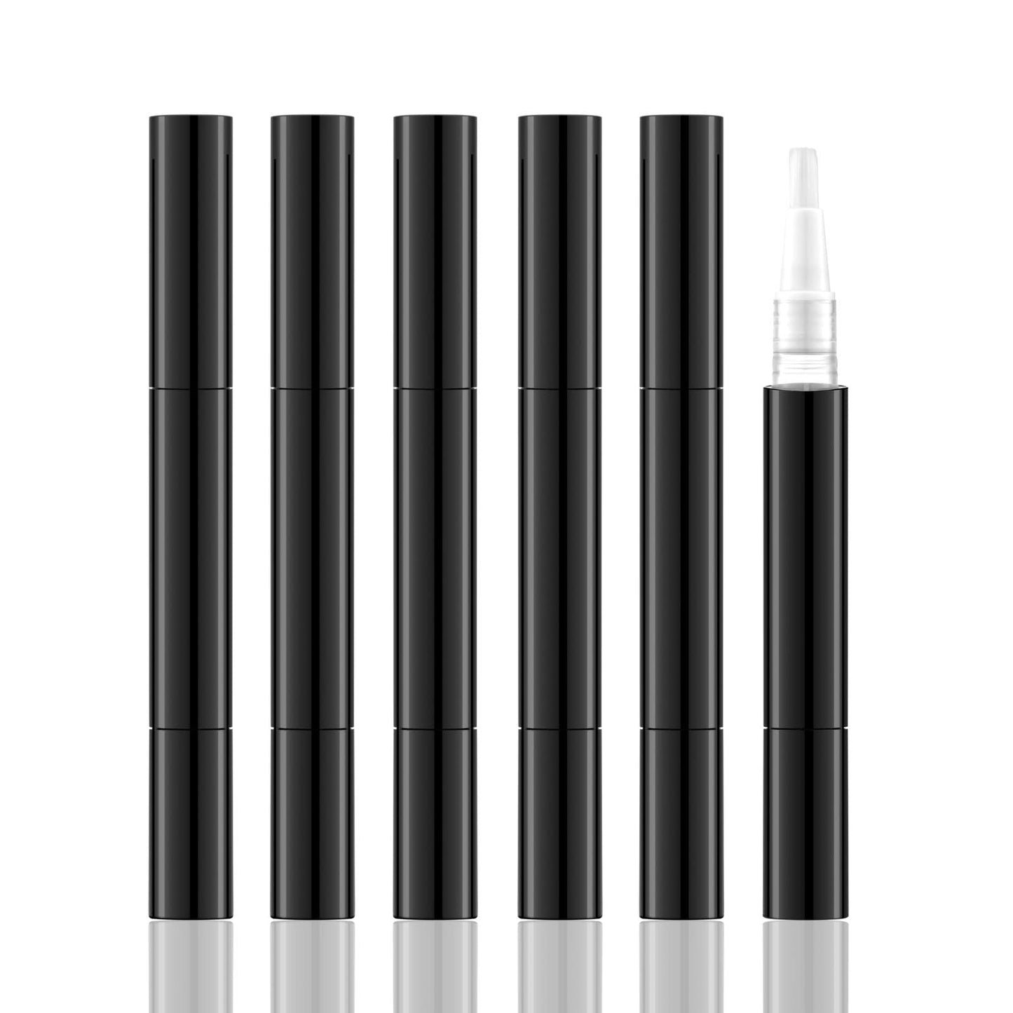 3ml Empty Nail Oil Pen with Brush, Twist Pen for Tooth Whitening, Gel Lip Gloss Container, Eyelash Growth Liquid Tube(Black, 6PCS)