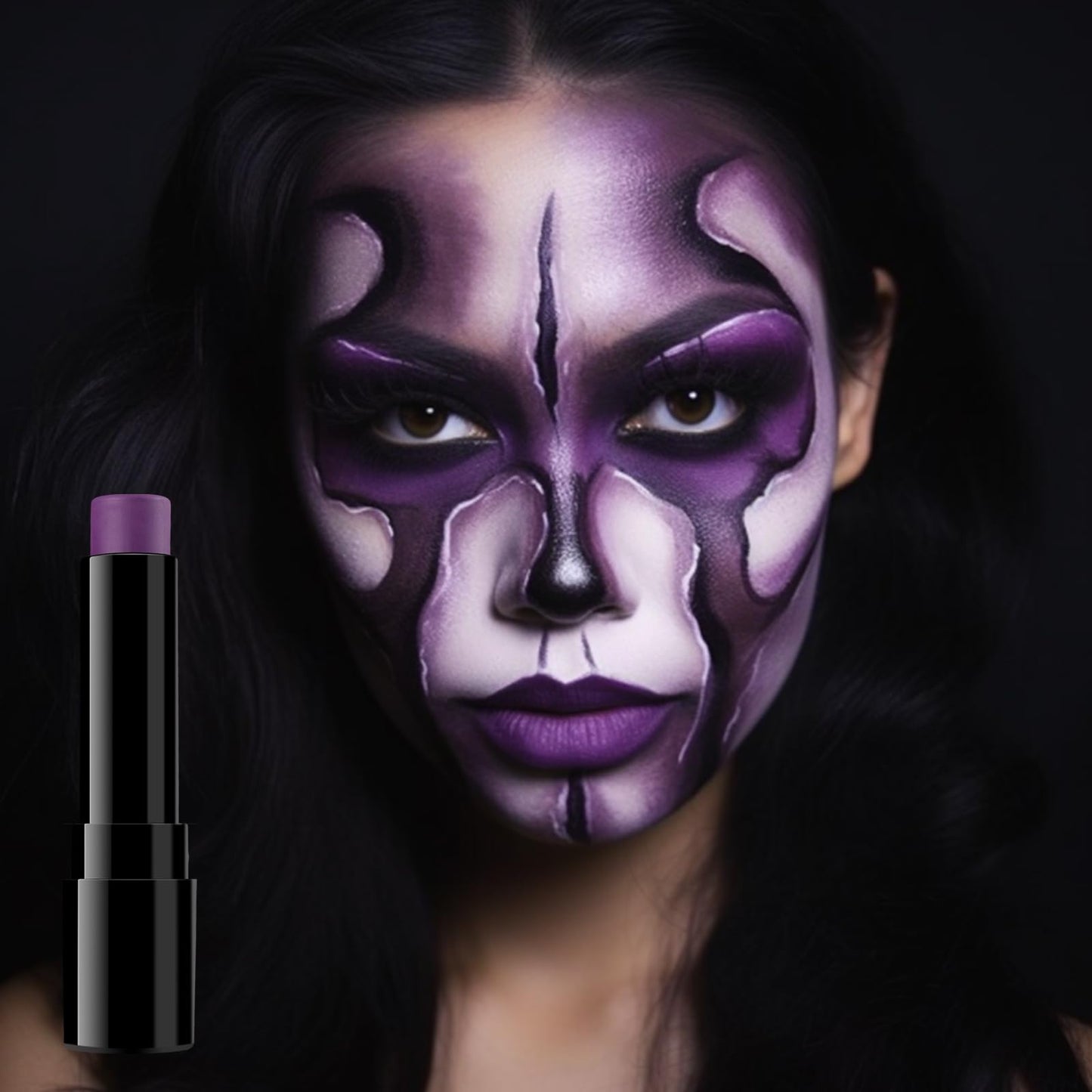 BADCOLOR Dark Purple Face Body Paint Stick, Sweatproof Eye Black Body Paint Sticks for Sports, Non-Toxic Facepaint for Halloween SFX Makeup Cosplay Joker Zombie Vampire Costume Parties