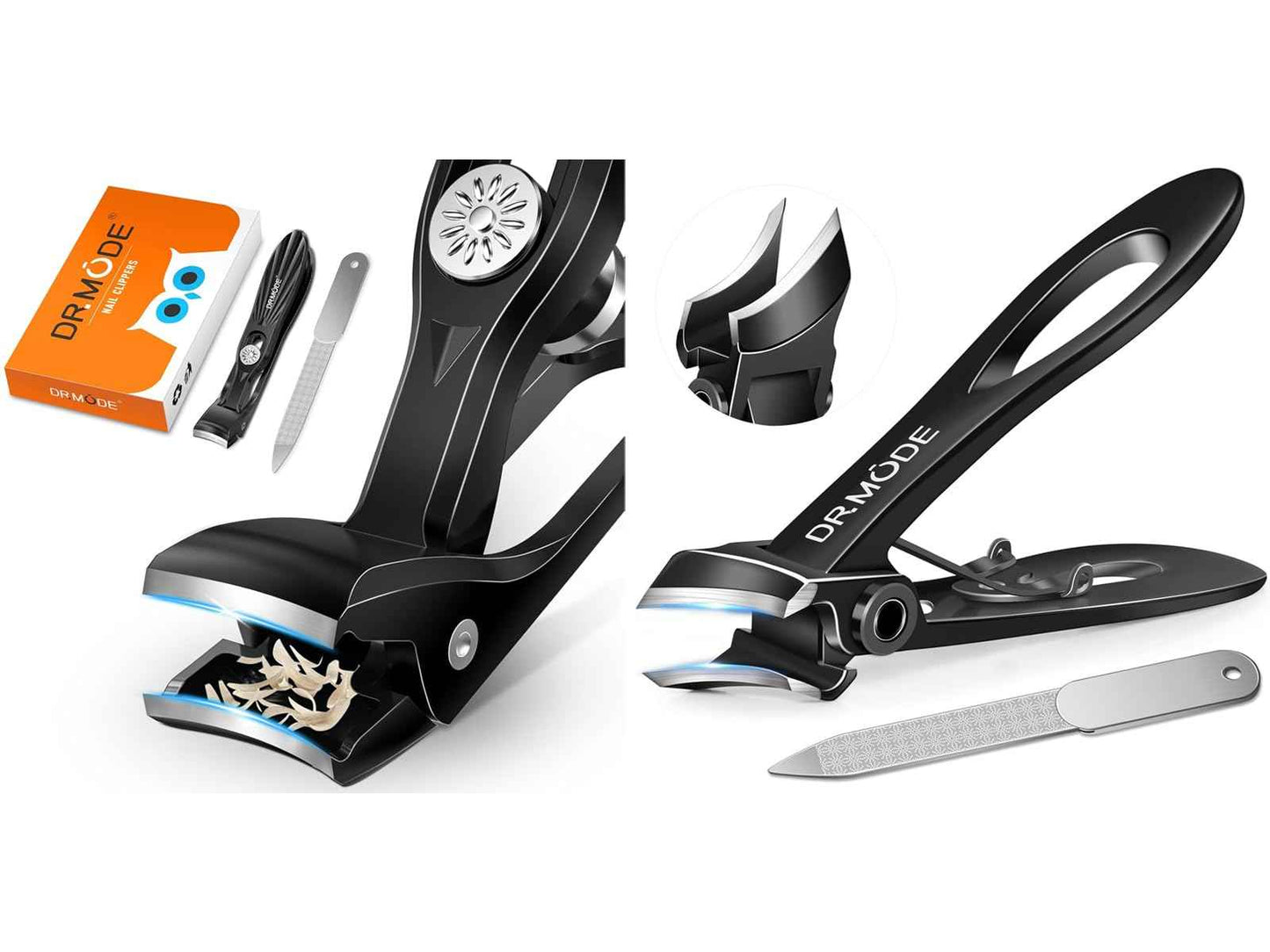 DRMODE Nail Clippers for Men Thick Nails, Angled Head Toe Nail Clippers for Thick Nails for Seniors, Slanted Nail Clippers for Thick Ingrown Nails with Wide Jaw, Heavy Duty Ingrown Toenail Clippers