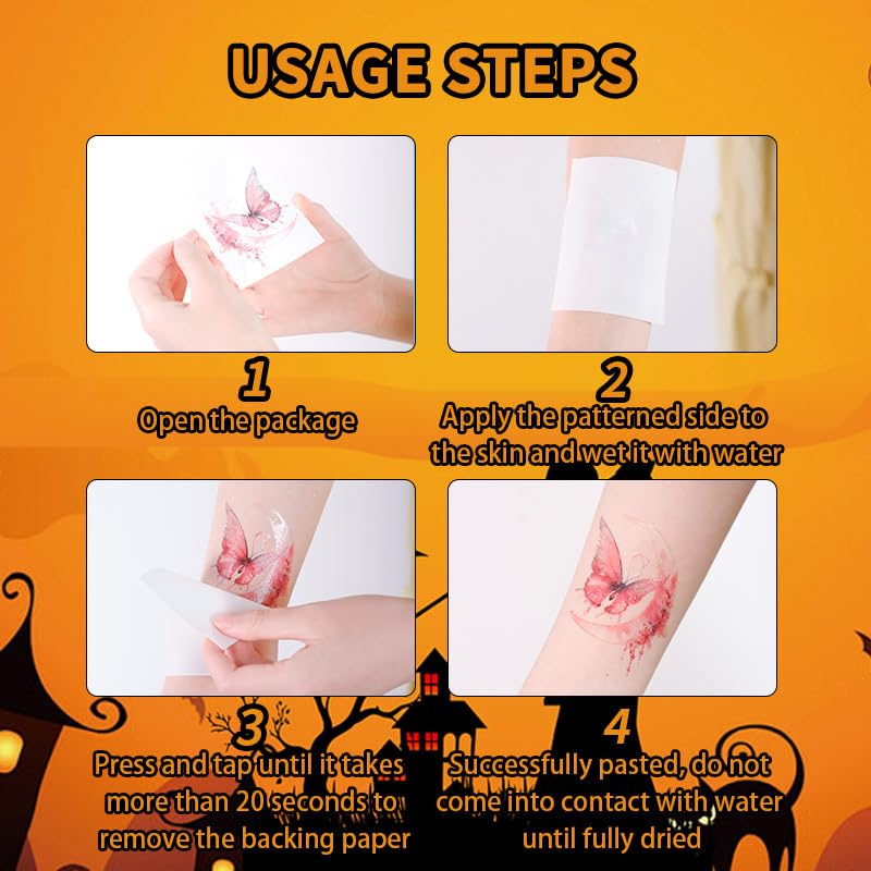 Halloween Clown Face Tattoos - 8 Sheet Temporary Stickers