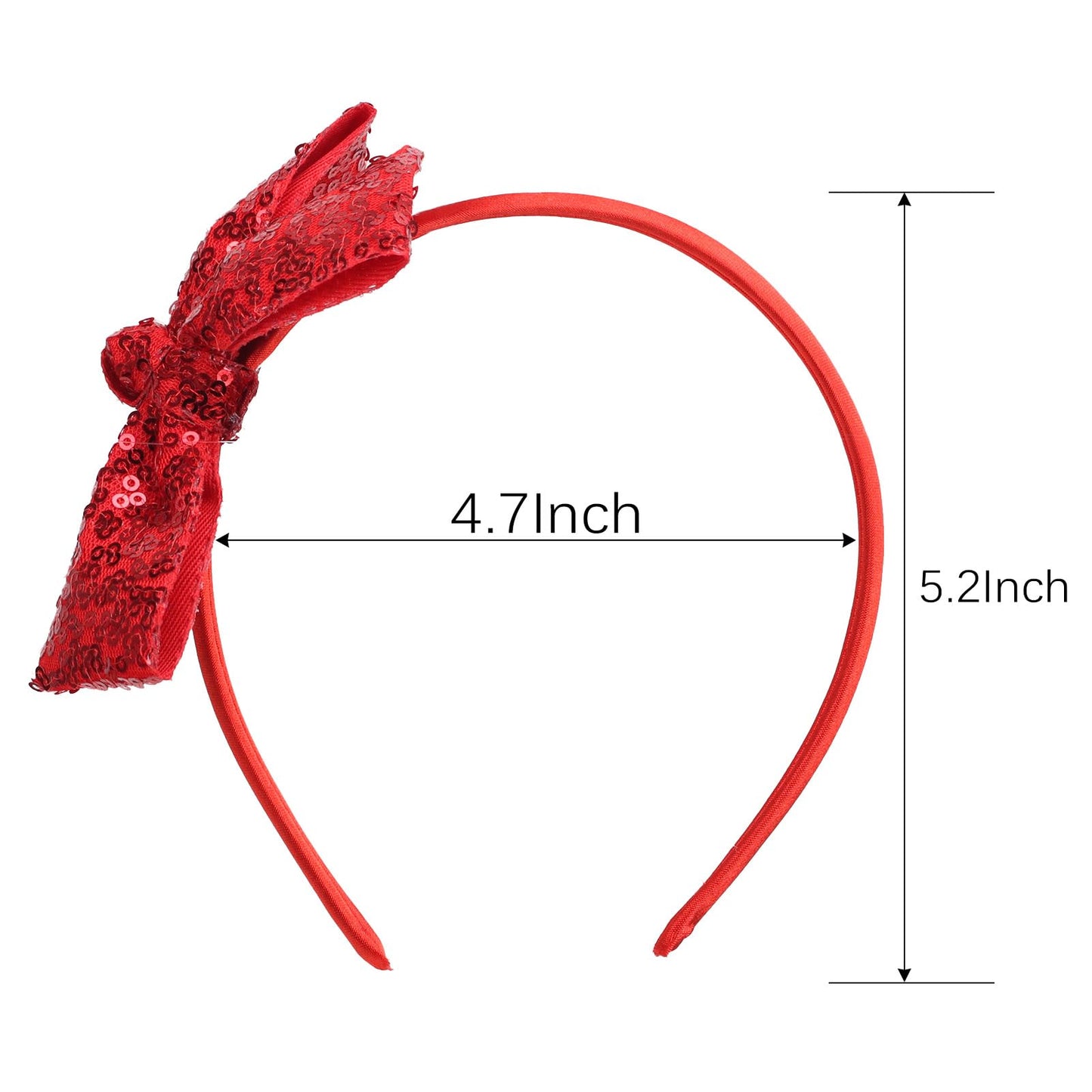 Kiszu Sparkly Sequin Hair Bow Headband for Girls, Kids, and Toddlers - Fashion Cute Boutique Style Hair Accessory - 1 Piece (Christmas Red)