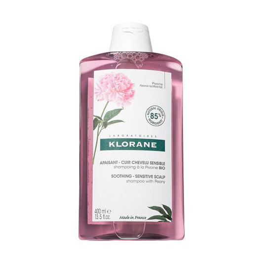 Klorane Shampoo with Peony, Soothing Relief for Dry Itchy Flaky Sensitive Scalp, pH Balanced, Provides Scalp Comfort, 13.5 fl. oz., Pink