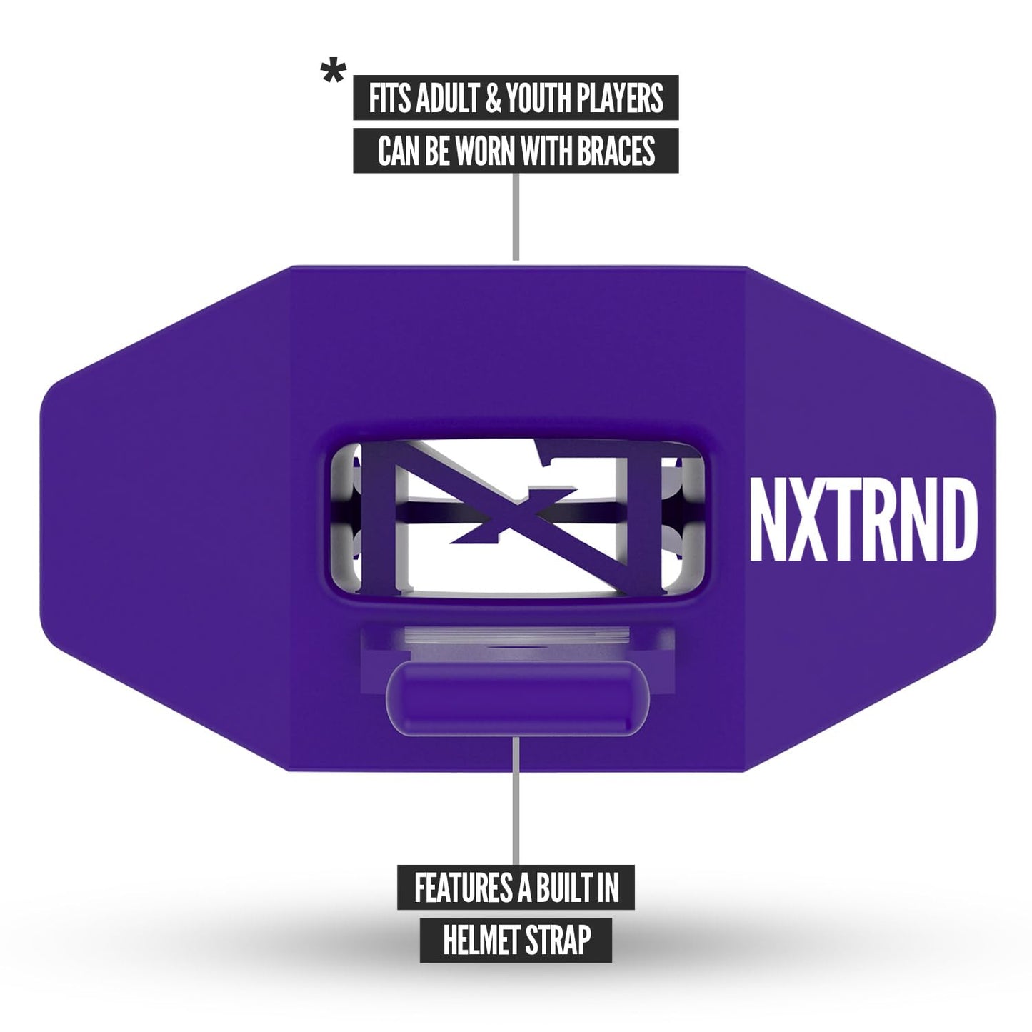 Nxtrnd Two Football Mouth Guard, Football Mouthpiece with Strap, Fits Adult & Youth (Purple)