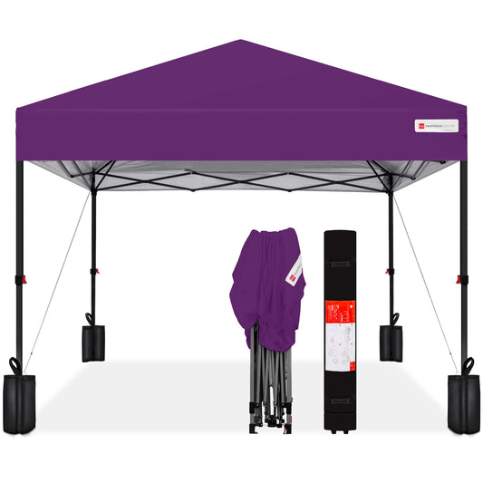 Best Choice Products 8x8ft 1-Person Setup Pop Up Canopy Tent Instant Portable Shelter w/ 1-Button Push, Case, 4 Weight Bags - Amethyst Purple