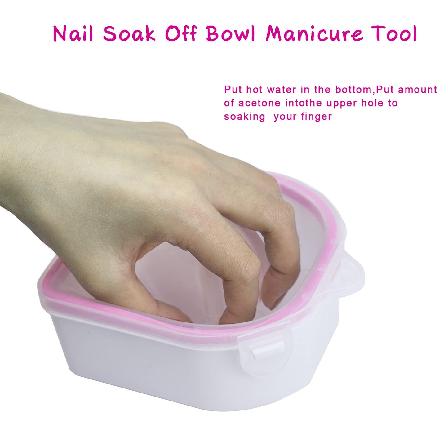 6 in 1 Nail Soaking Bowl, Professional Soak Off Gel Polish Remover Bowl Manicure Bowl for Acrylic Nails with Cuticle Peeler Cuticle Pusher Nail Files for Salon Home Nail Art (pink)