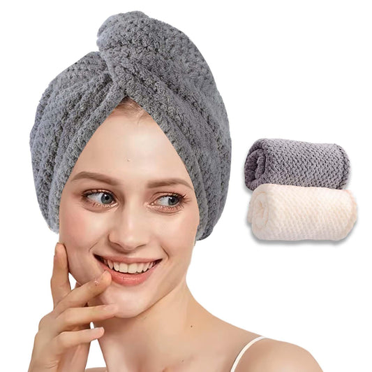 2 Pcs Microfiber Hair Towel,Hair Towel Wrap for Women,Plopping Towel Curly Hair,Head Towels Wrap for Women,Hair Wrap for Hair Drying,Hair Turbans for Wet Long Hair,Hair Turban,Shower Hair Wraps