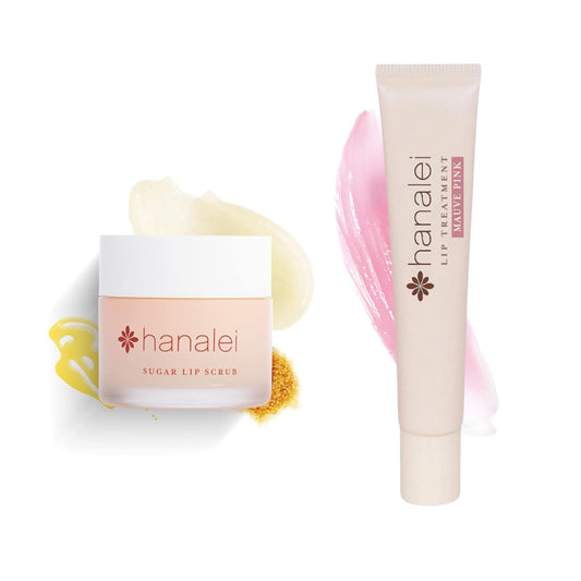 Hanalei Sugar Lip Scrub and Lip Treatment (Mauve Pink) Bundle, Made with Raw Cane Sugar and Real Hawaiian Kukui Nut Oil (Cruelty free, Paraben free)