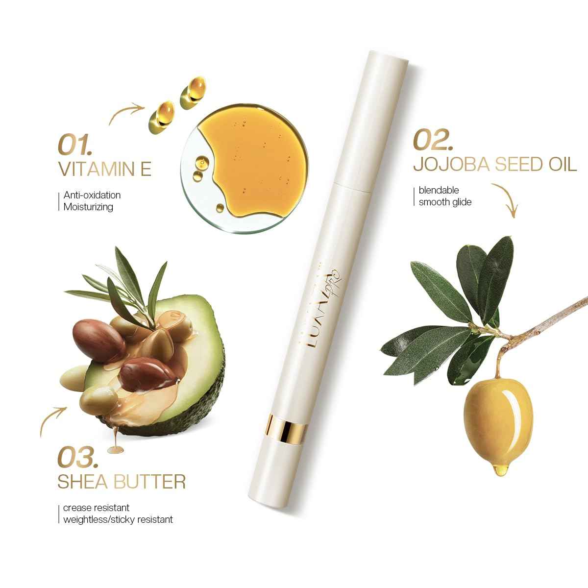 LUXAZA PRO Cream Eye Shadow Eyeliner Makeup Sticks, Highlighter Brightener Pencil Classic-A003 + Multi-use-S1M2