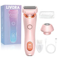Livora Electric Shaver for Women，Silk Glide Pro Shaver，Rechargeable Electric Trimmer for Bikini, Pubic Hair, Legs, Body, Wet/Dry (Pink)