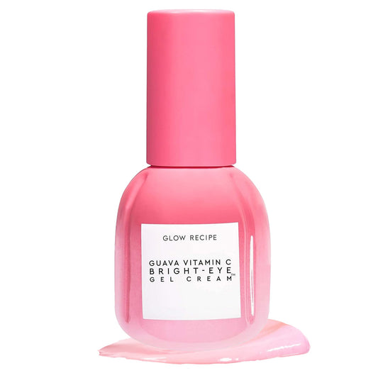 Glow Recipe Guava Vitamin C Brightening Eye Gel - Niacinamide, Peptides & Green Caffeine Gentle Under Eye Cream for Dark Circles, Puffiness & Bags - Lightweight, Hydrating, Firming - Makeup Prep, 15ml