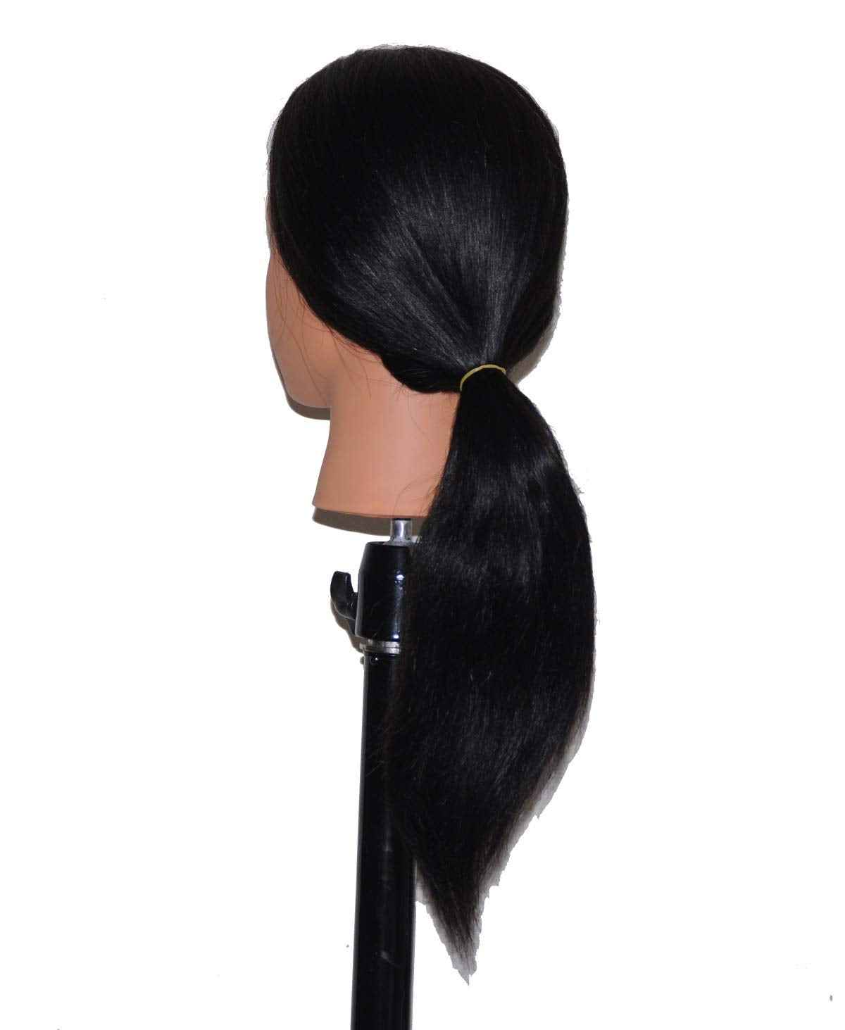 Bellrino 20-22" Cosmetology Mannequin Manikin Training Head with Human Hair with Table Clamp Holder - Helen (B-CASEY+C)