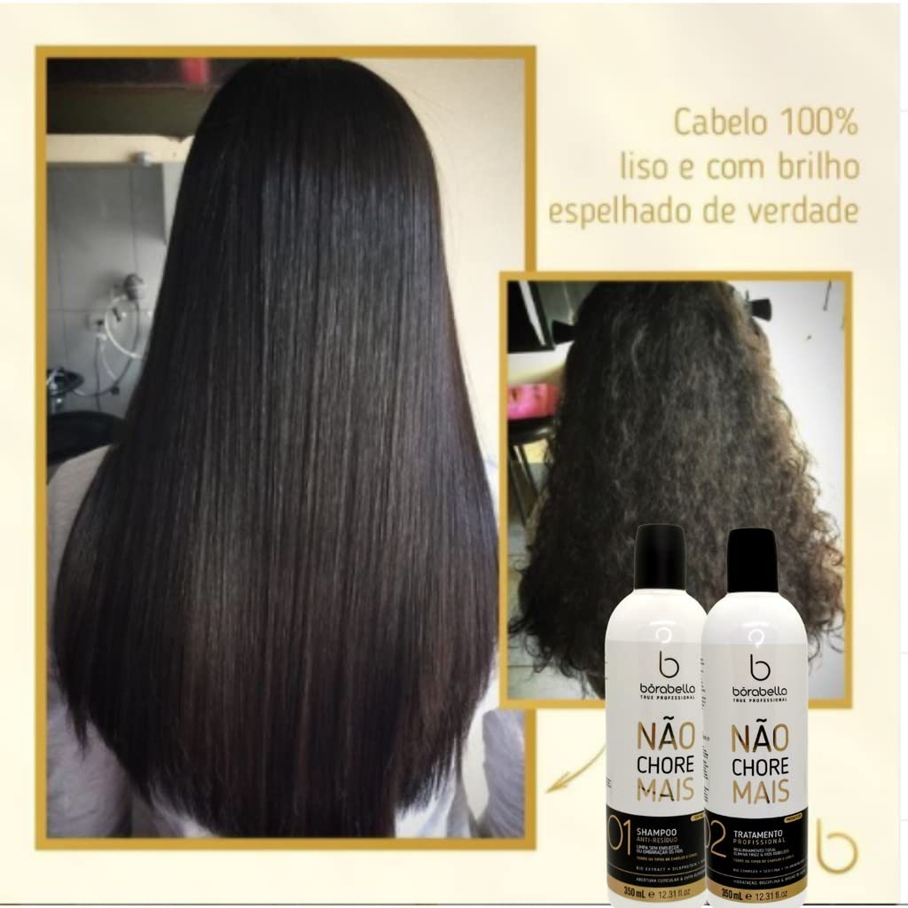 Borabella Nao Chore Mais No More Crying Brazilian Keratin Treatment 2x1000ml | Progressive Brush | Smoothing and Straightening System | Volume Reducer | 100% Straight Hair