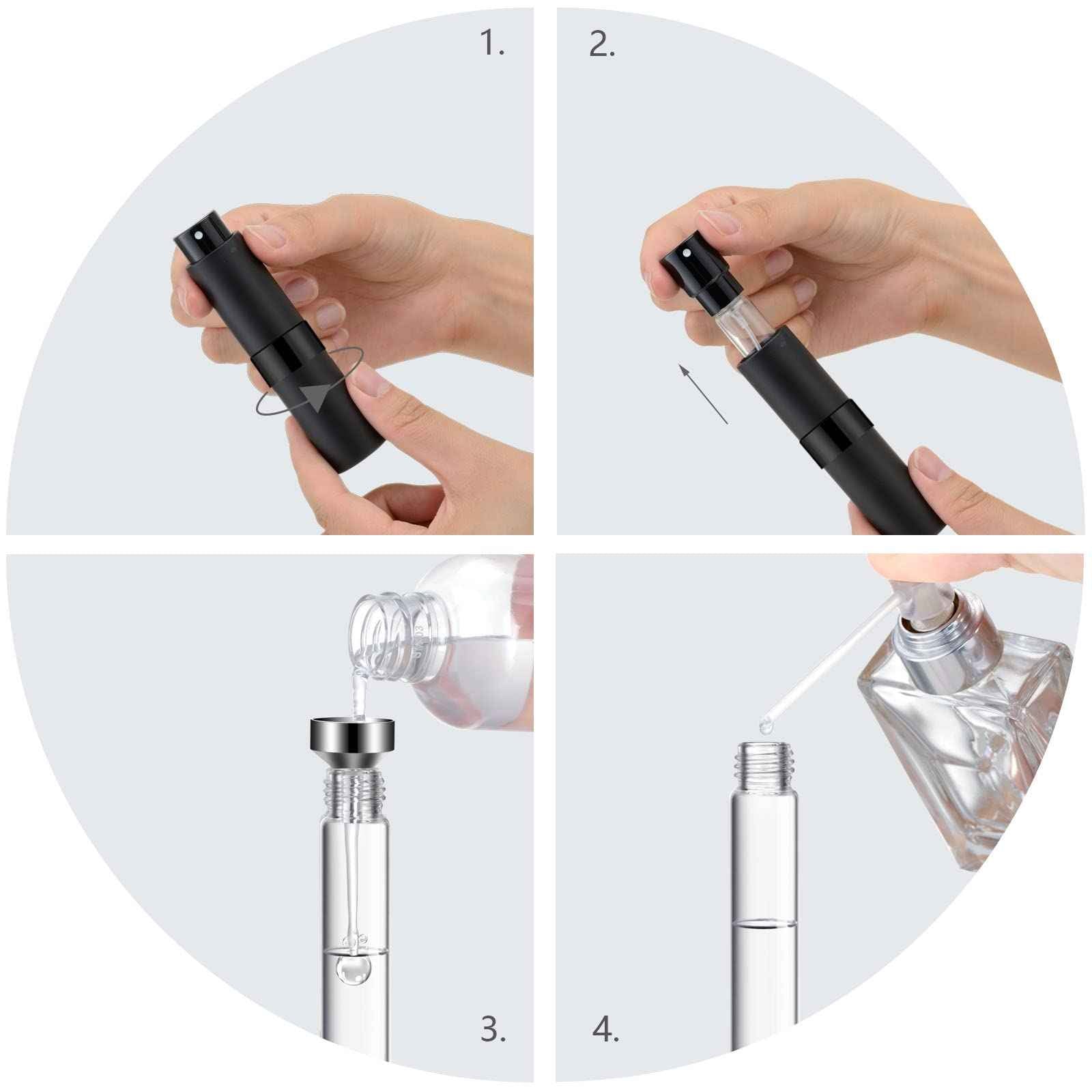 Lil Ray 8ml/14pcs Portable Mini Perfume Atomizer, Refillable Empty Small Spray Bottle for Travel, Twist Type Pocket Cologne Sprayer(Matte Black)