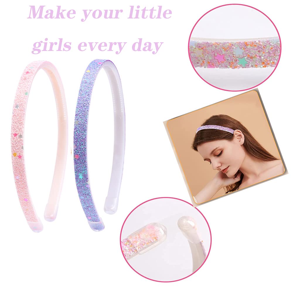 Lizioo 6 Pack Girls Headbands Glitter Kids Headbands Bow/Heart/Star Headbands Sweet Hairband For Toddler/Girls/Teens