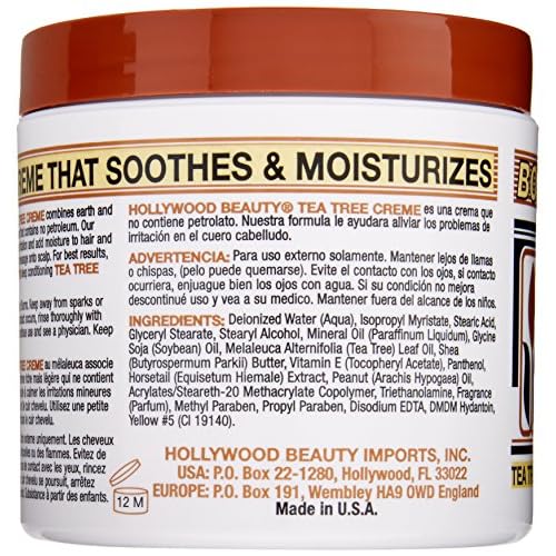Hollywood Beauty Tea Tree Creme Hair and Scalp Conditioner, White , 10.5 Ounce