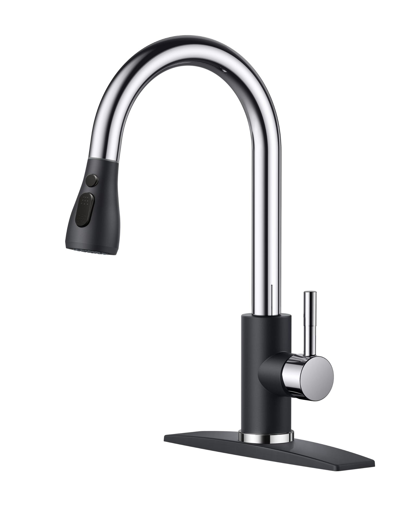 FORIOUS Kitchen Faucets, Kitchen Faucet with Pull Down Sprayer, High Arc Single Handle Stainless Steel Sink Faucets 1 or 3 Hole, Classic Kitchen Sink Faucets for Farmhouse Camper Laundry, Black Chrome