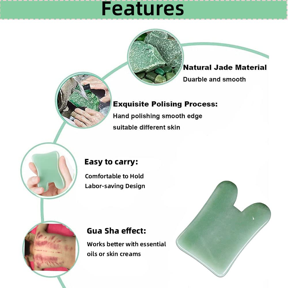 TOP SEWING Gua Sha Facials Tools for Nose Massage Tools Board Natural Jade Stone for SPA Acupuncture Therapy Trigger Point Treatment