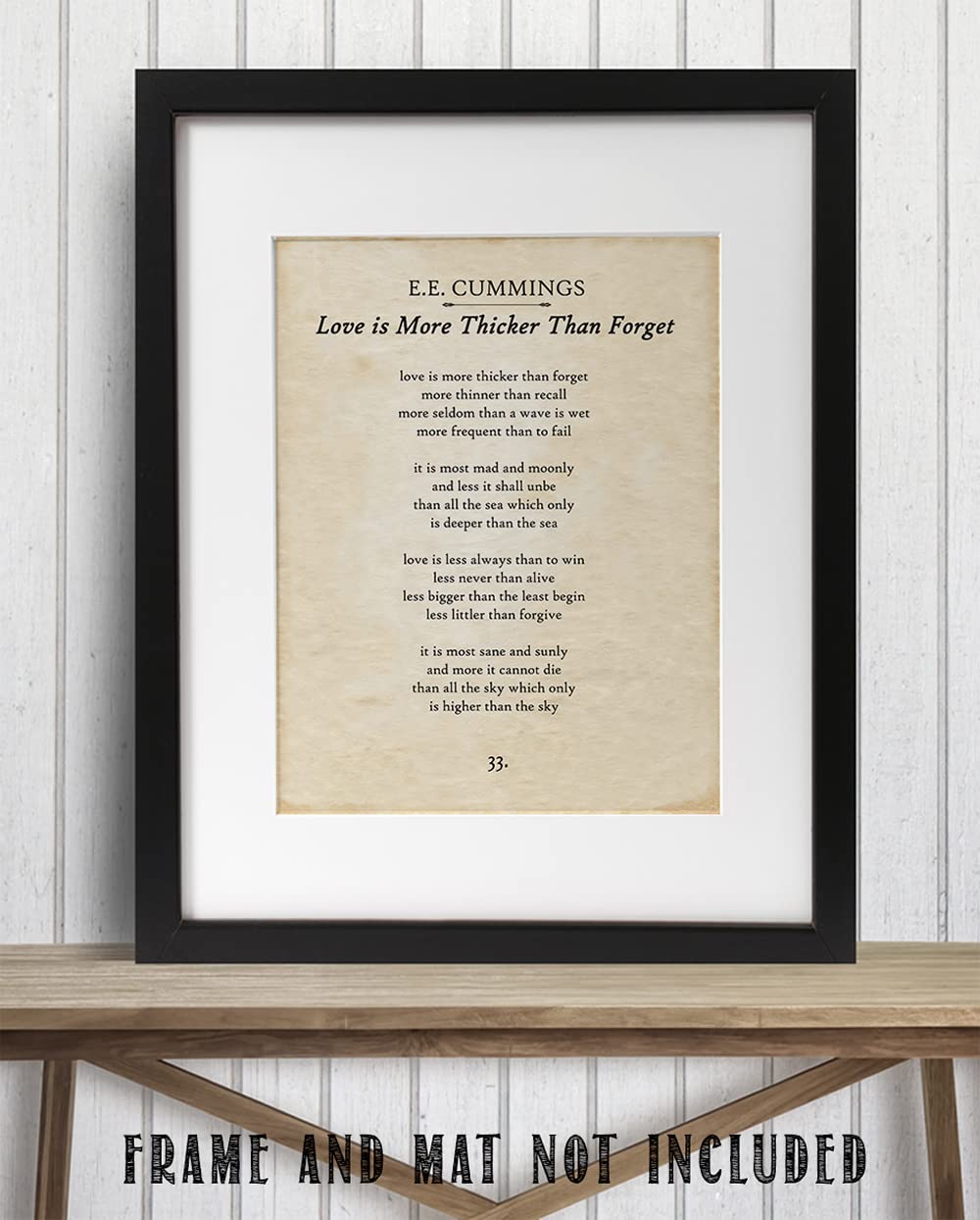 E.E. Cummings - Love is More Thicker Than Forget - Inspirational Wall Decor Poster for Home, Office, Bedroom, or Classroom, Poetry and Literature Gift Idea, 11x14 Unframed Motivational Wall Art Poster