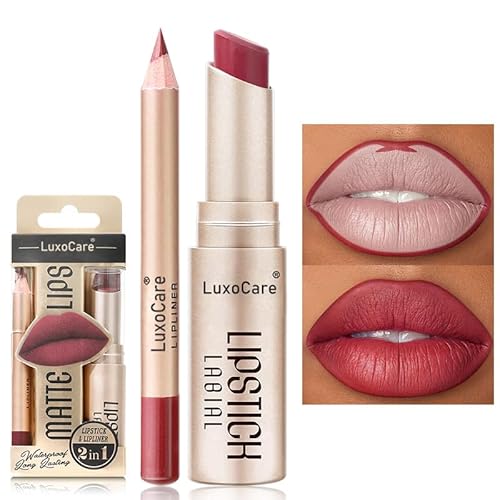 Matte Lipstick & Lip Liner Set - Long-Lasting, Smooth Matte Finish & Precision Defined Lips Easy-to-Apply, Moisturizing Formula Perfect for Everyday Wear & Special Occasions (#04, A)