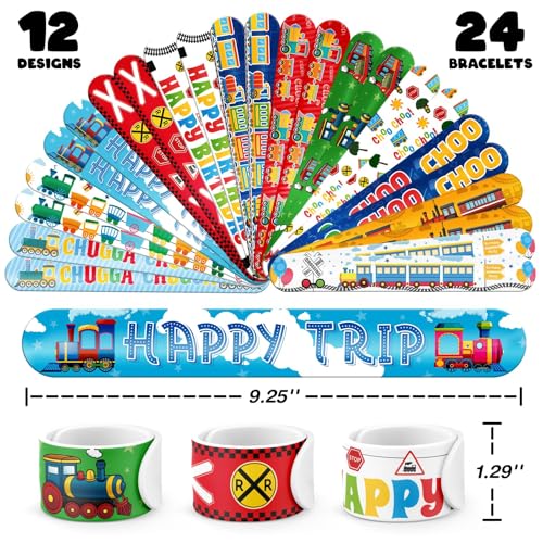 Train Party Favors Set - 24 Slap Bracelets & 36 Tattoos