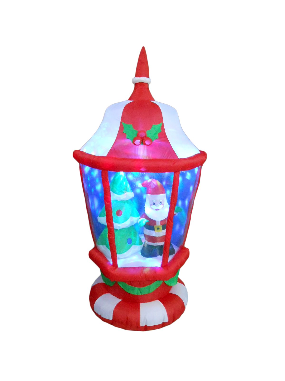 6 Foot Tall Lighted Christmas Inflatable Lantern with Santa and Tree LEDs Yard Decoration