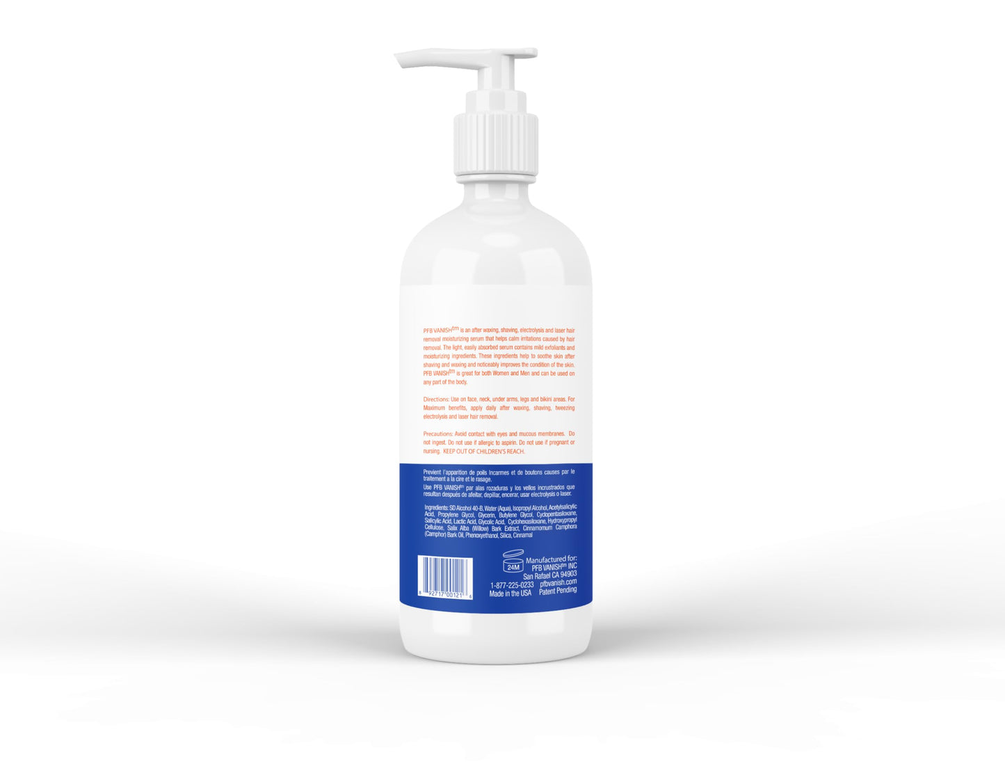 PFB Vanish Ingrown Hair Treatment 8oz. - NEW LARGE SIZE - Razor Bump Treatment for Men and Women. Ingrown Hair Remover-Ingrown Hair Serum. Razor Burn and Ingrown Hair Treatment 8oz