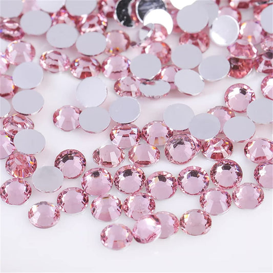 1000 Pieces SS20 5mm Flatback Rhinestones Clear Glass Round Gems Crystals for Nail Art DIY Crafts Clothes Shoes Bags （Light Pink）