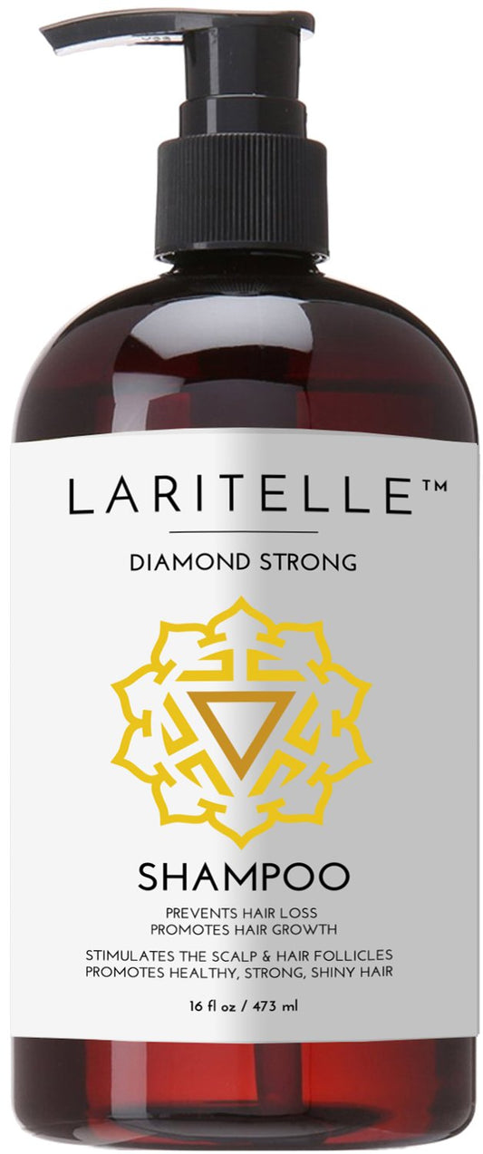 Laritelle Organic Anti-Thinning Shampoo Diamond Strong | RECOMMENDED BY DERMATOLOGISTS for Hair Loss Prevention | Strengthening, Follicle Stimulating | Argan, Rosemary, Lemongrass, Ginger & Cedarwood