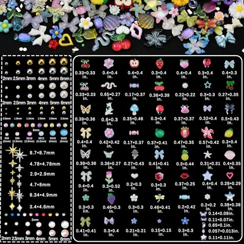 3D Nail Charms and Rhinestones Kit - 9000 Pcs 110 Styles DIY Nail Art Gems