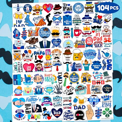 Father's Day Temporary Tattoos - 104 PCS Party Favors