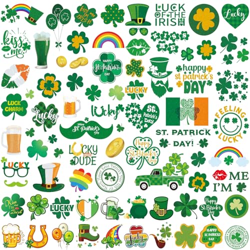 St Patricks Day Temporary Tattoos, 23 Sheets 100+ Pcs Glitter Shamrock