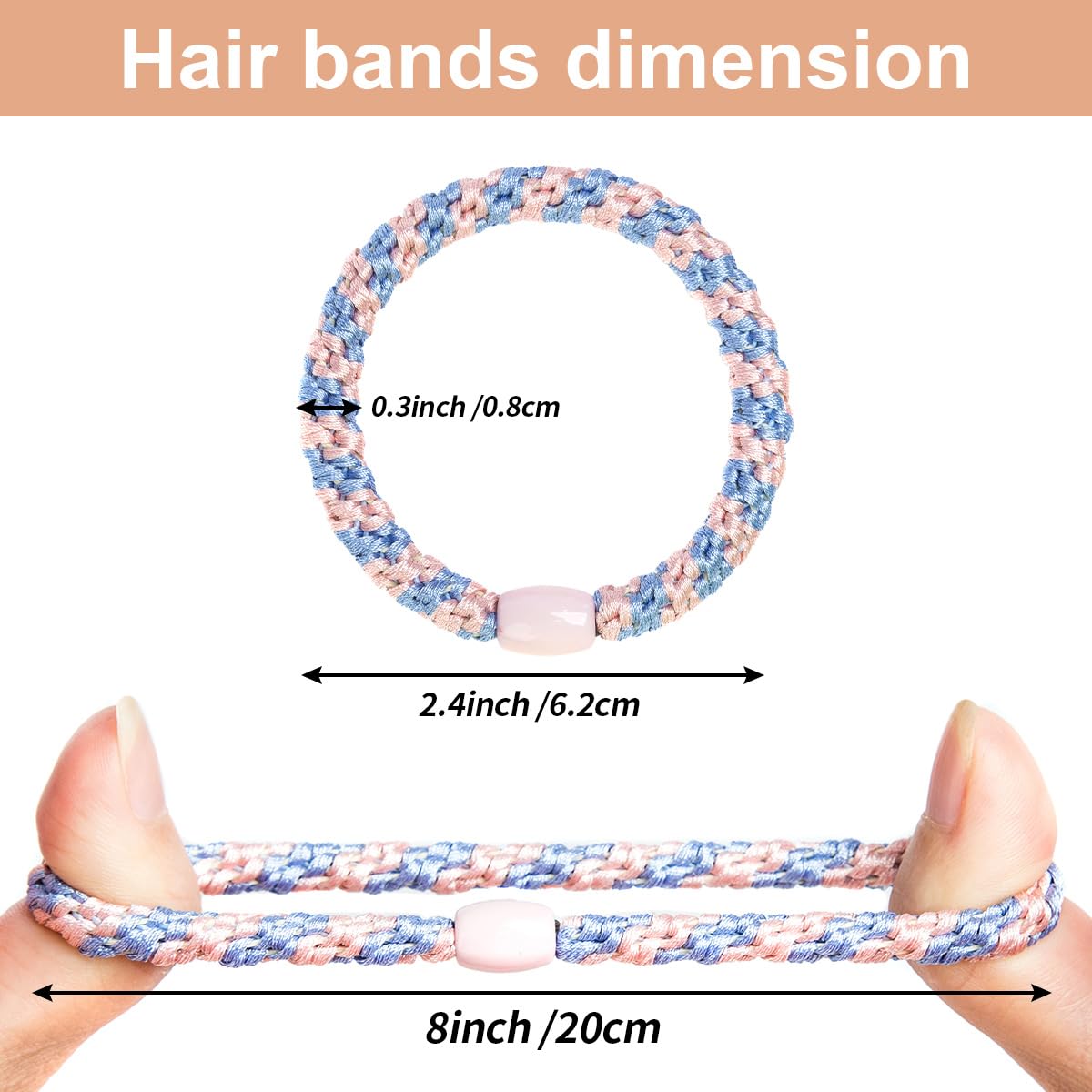 WILDREEDS 8Pcs Hair Ties for Thick Hair, Hair Tie Bracelet Ponytail Holders, Exceptionally Secure with Gentle Hold Hair Ties for Girls and Women Hair Accessories, Mixed Color 8