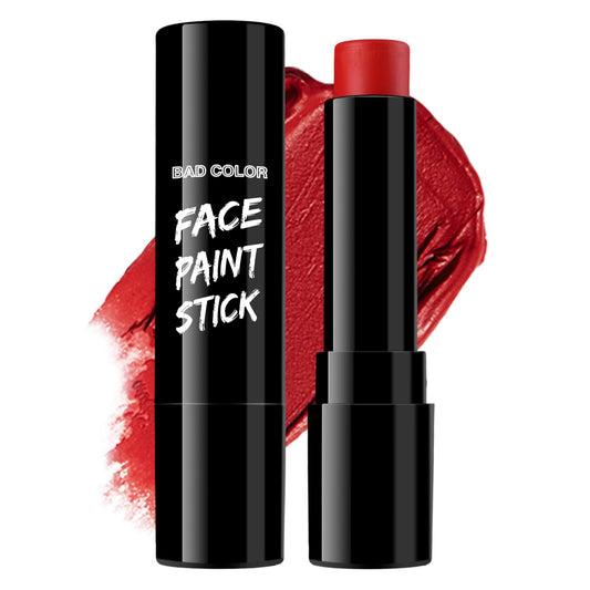 BADCOLOR Red Face Body Paint Eye Black Stick, Cream Blendable Face Painting Sticks for Sports Softball Football Baseball, Facepaint for Halloween Clown Joker Devil Cosplay Costume Parties Events