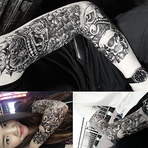 Extra Large Temporary Tattoo Sleeves - 8 Sheets, Full Arm