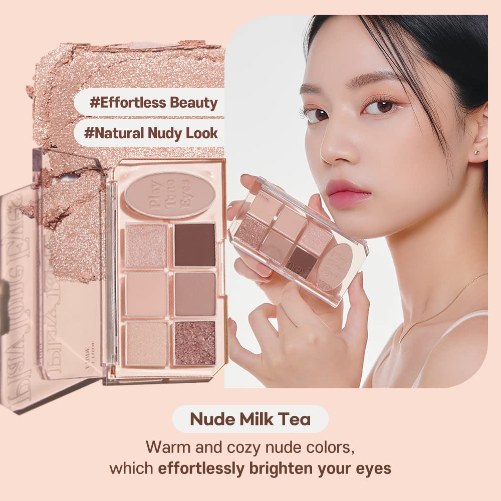 ETUDE Play Tone Eyepalette | From Eye To Cheeks | Palette With Easy Color Matching For All | Various Texture From Sheer Matte To Wet Glitters | K-beauty (Nude Milk Tea)