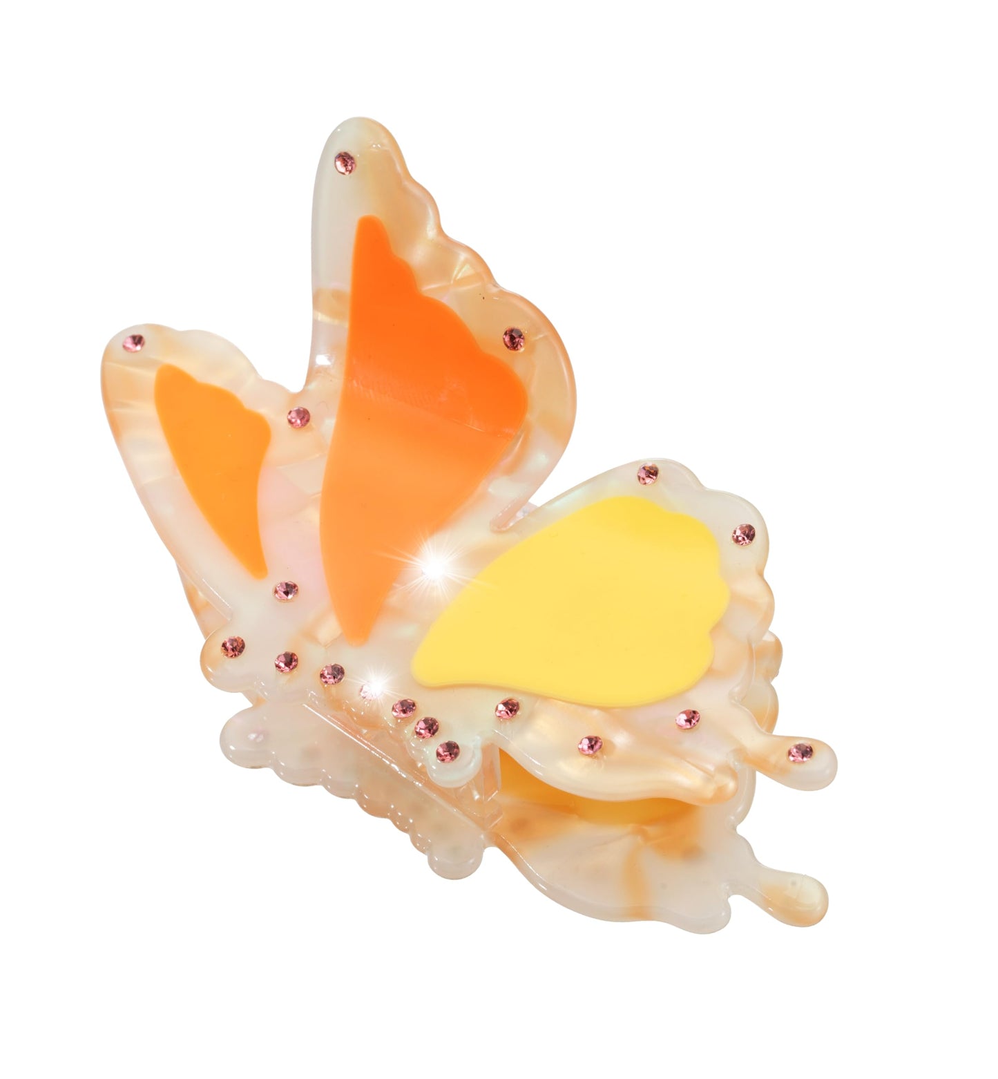 Butterfly Hair Clips Acetate Rhinestone Hair Claw Clips Jaw Clips 2.9 inch Butterfly Hair Claw Clips，Beautiful Orange Yellow Butterfly Hair Clips Hair Accessories for Women(small butterfly-orange)