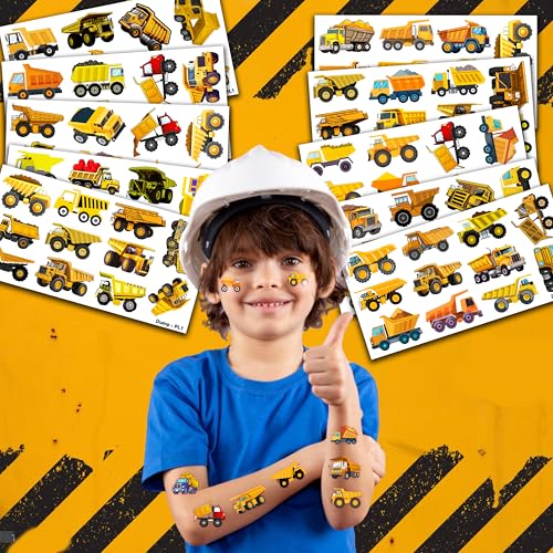 100 PCS Dump Truck Temporary Tattoos - Construction Party Favors