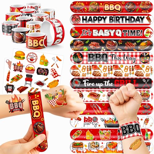 48-Piece BBQ Party Favor Set - Tattoos & Slap Bracelets