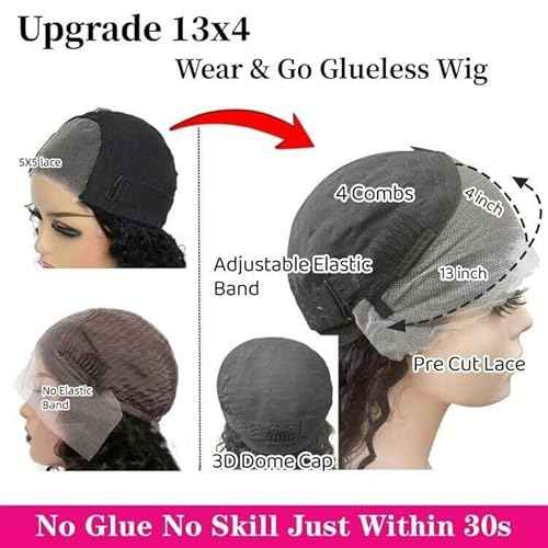 SODLIS Wear and Go Glueless Bob Wig Human Hair Upgraded 13x4 Curly Lace Front Wigs Human Hair Pre Plucked Pre Cut Glueless Bob Wigs For Black Women Human Hair No Glue 150% Density£¨14 Inch£©