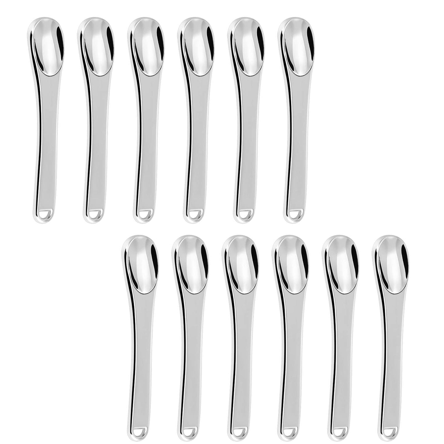 KOIBITO 12 Pack Metal Makeup Spatula, Mini Skin Care Product Aplicator, Metal Spoon, Beauty Scoop for Facial Cosmetic(Silver)