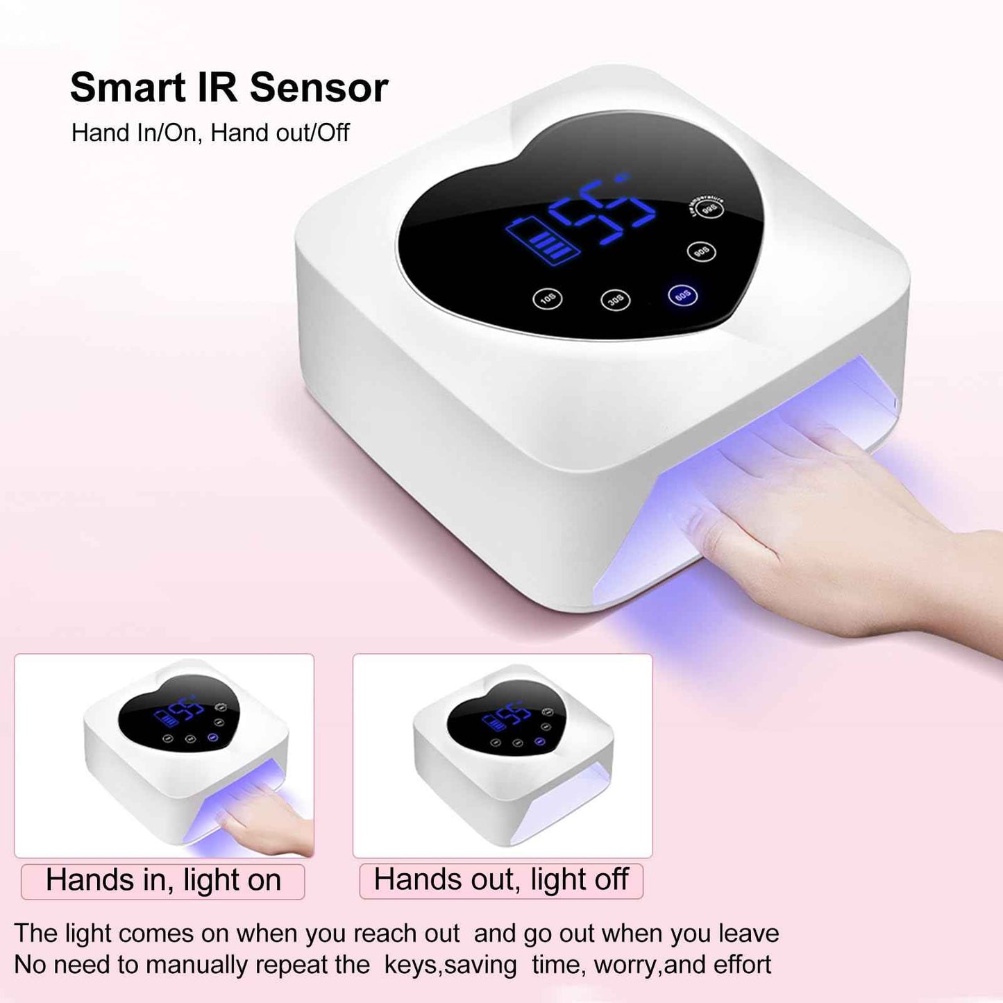 UV LED Nail Lamp Cordless 72W Portable Nail Dryer Light Rechargeable UV Light for Gel Nails Polish/Acrylic,Fast Curing Gel Polish Lamp with 5 Timer Smart Sensor,Nail Art Drying Tools for Home Salon